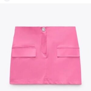 Zara Pink Skirt with Rhinestone Button